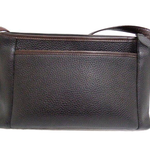 VTG BRIGHTON Organizer Black & Brown Leather Croc Embossed Shoulder Bag Purse - Picture 6 of 16